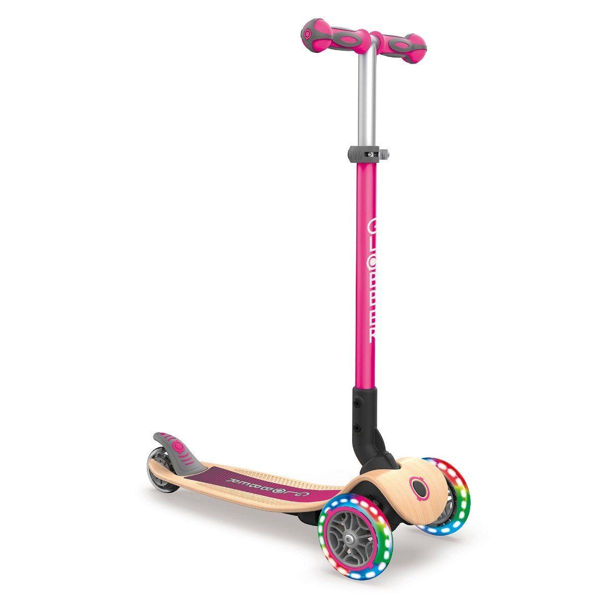 Globber Primo Foldable Wood Scooter with Light - Pink