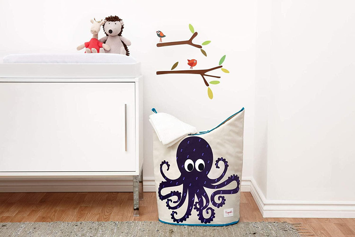 3 Sprouts Laundry Hamper - Purple Octopus