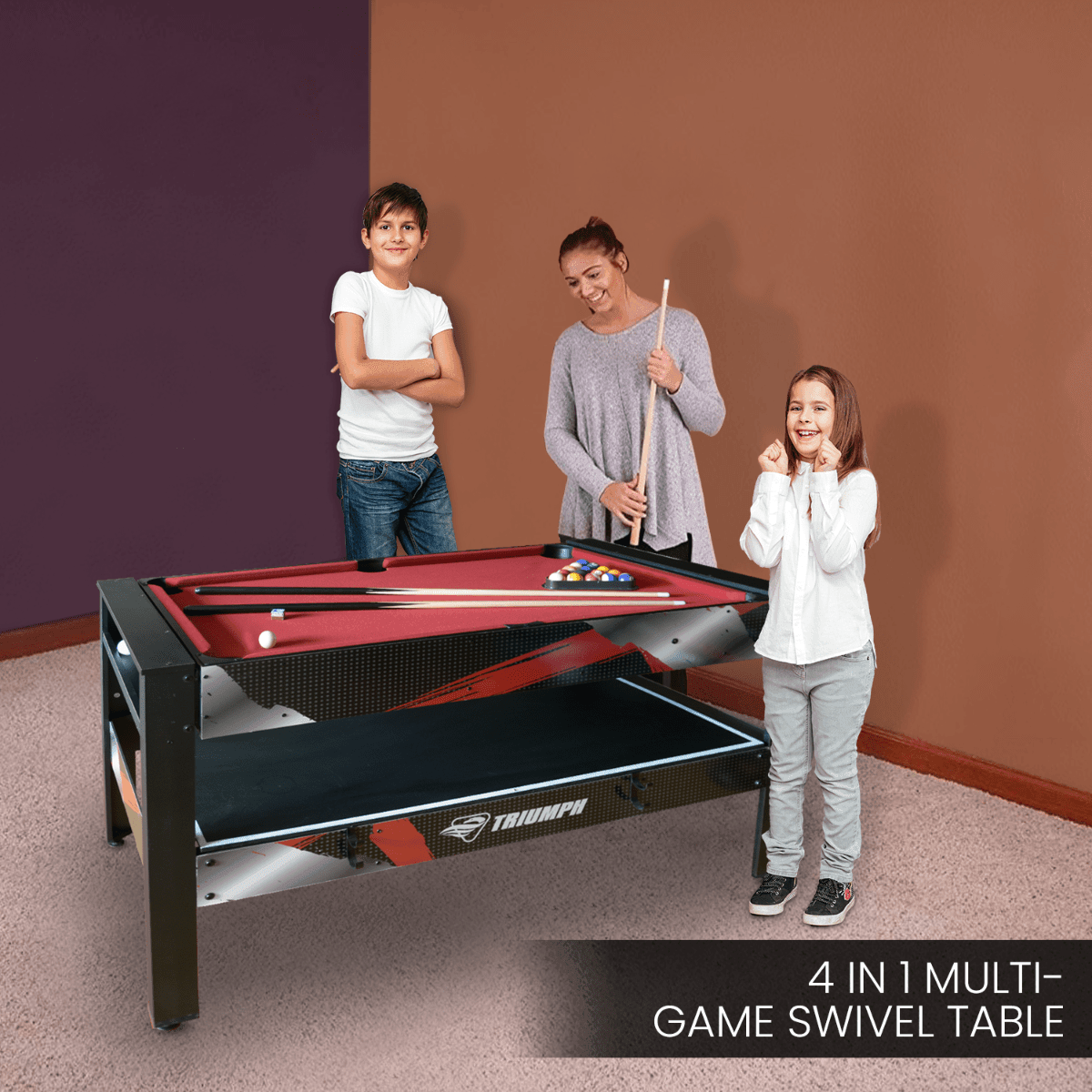 All 4 Kids Asher 4 in 1 4FT Activity Entertainment Play Pool Table