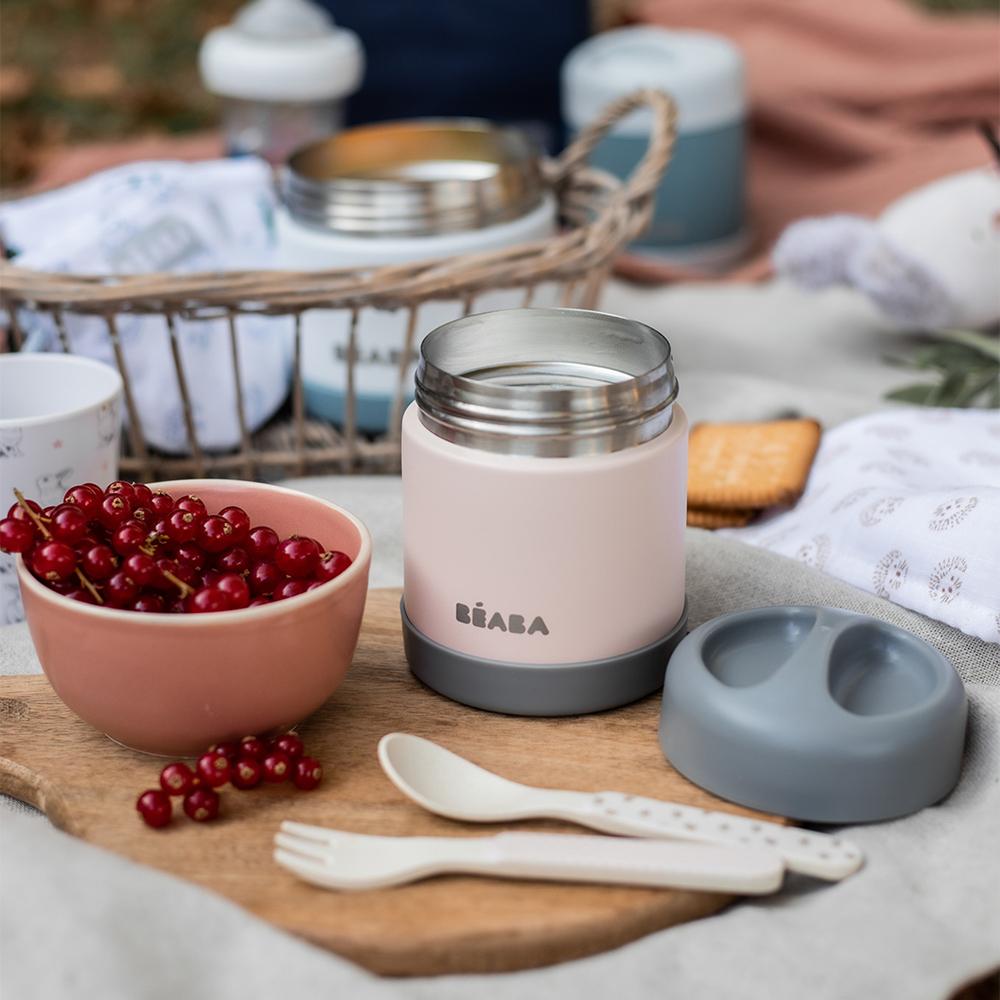 Beaba Stainless Steel Isothermal Portion 300ML - Dark Mist/ Light Pink