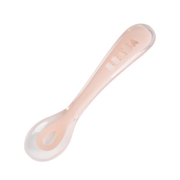 Beaba Silicone Suction Divided Plate & Spoon- Pink