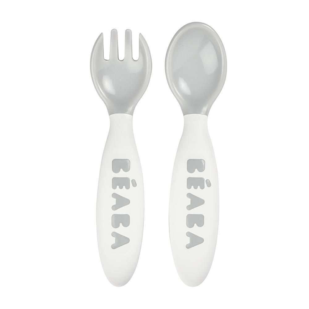 Beaba 2nd Stage Training Fork & Spoon - Grey