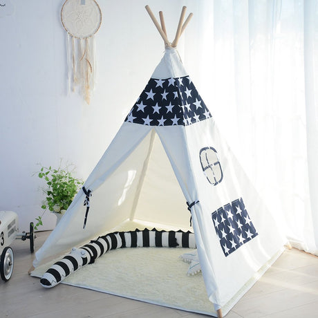 ALL 4 KIDS Liam Large Cotton Canvas Kids Blue Star Teepee Tent