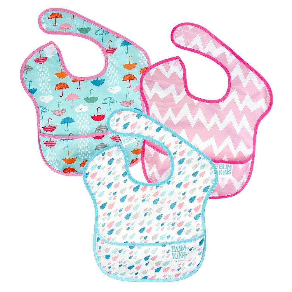 Bumkins SuperBib 3pk - Raindrops/Umbrella/Chevron