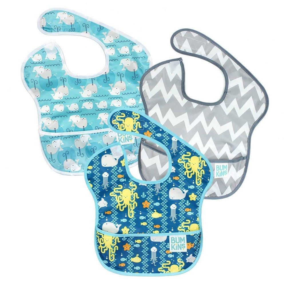 Bumkins SuperBib 3pk - Under the Sea/Whales/Chevron