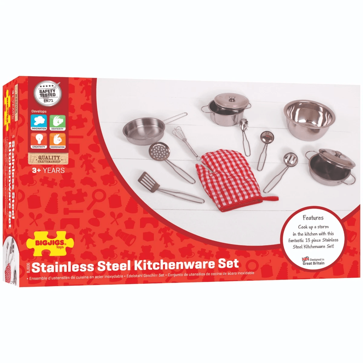 Bigjigs Toys Stainless Steel Kitchenware Set