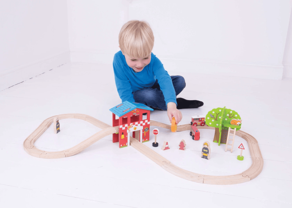 Bigjigs Rail Fire Station Train Set