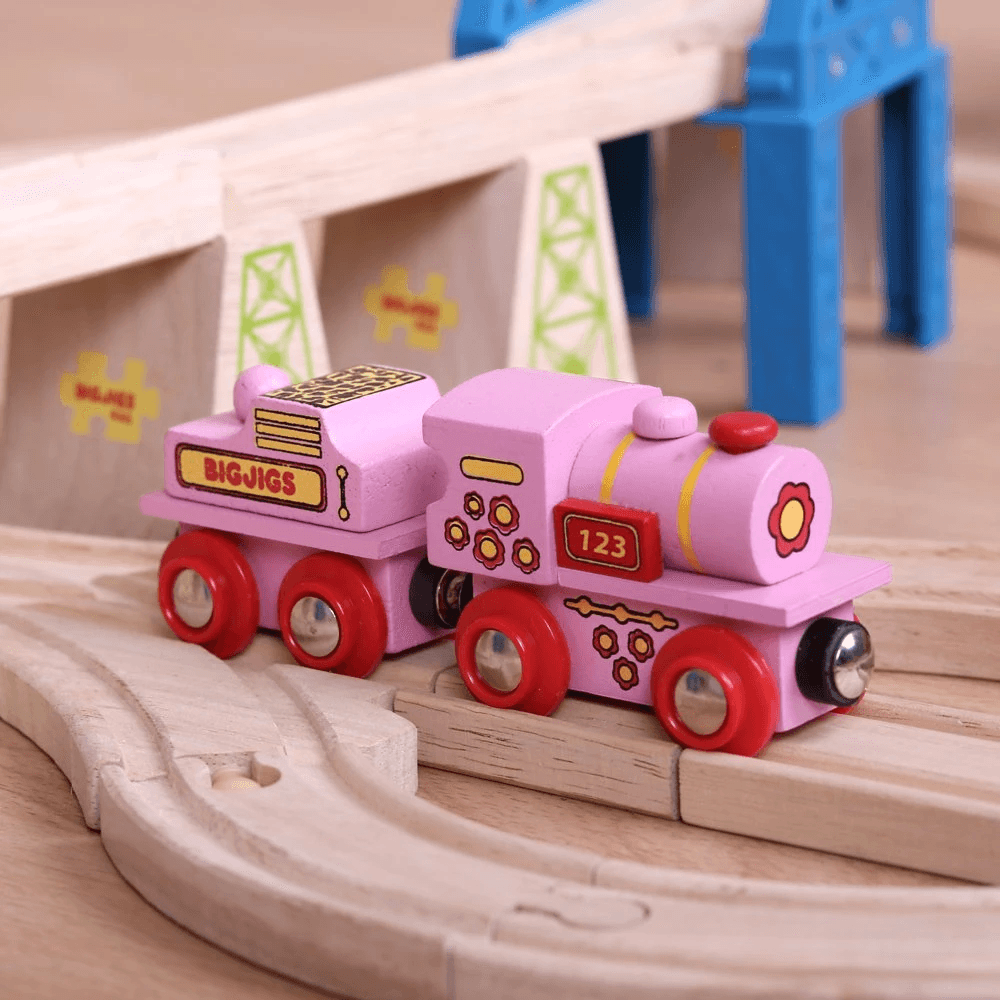 Bigjigs Rail Pink 123 Engine