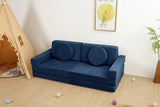 All 4 Kids Ethan 10 PCS Modular Play Couch - Dark Blue