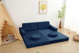 All 4 Kids Ethan 10 PCS Modular Play Couch - Dark Blue