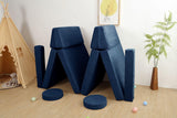 All 4 Kids Ethan 10 PCS Modular Play Couch - Dark Blue