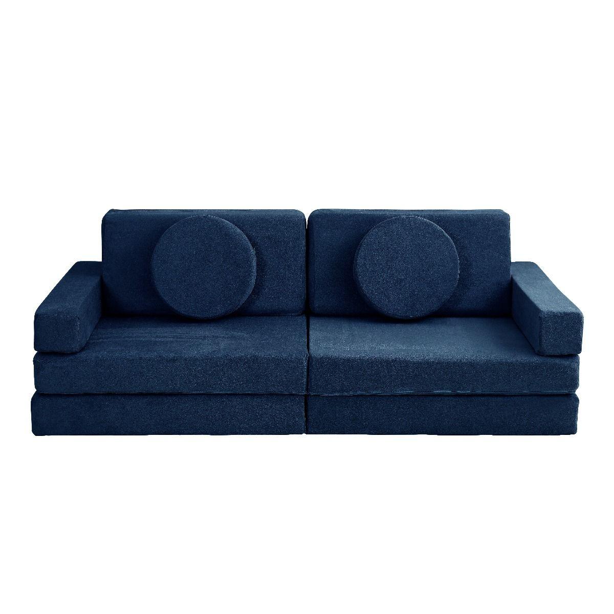 All 4 Kids Ethan 10 PCS Modular Play Couch - Dark Blue