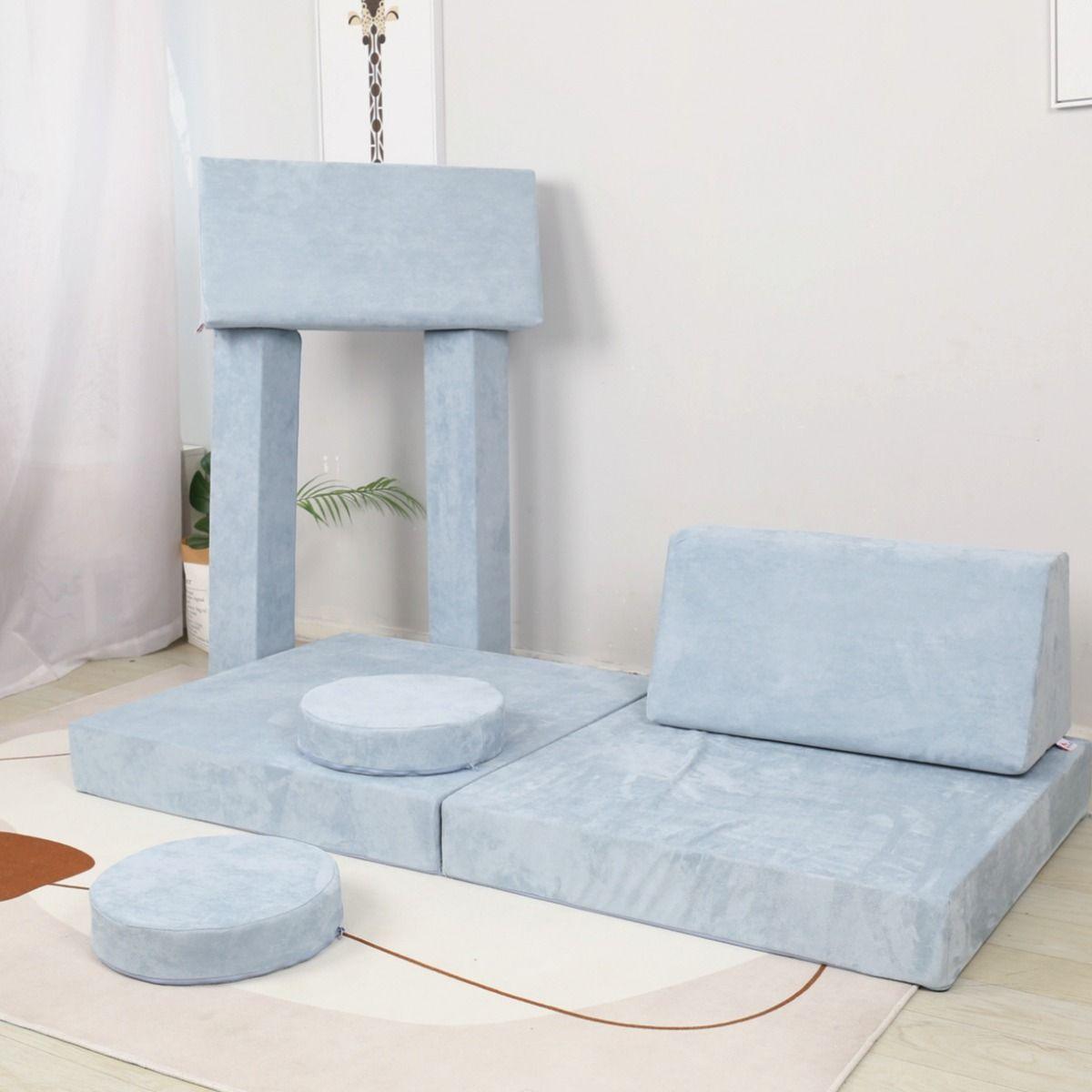 All 4 Kids Ethan 10 PCS Play Couch - Blue