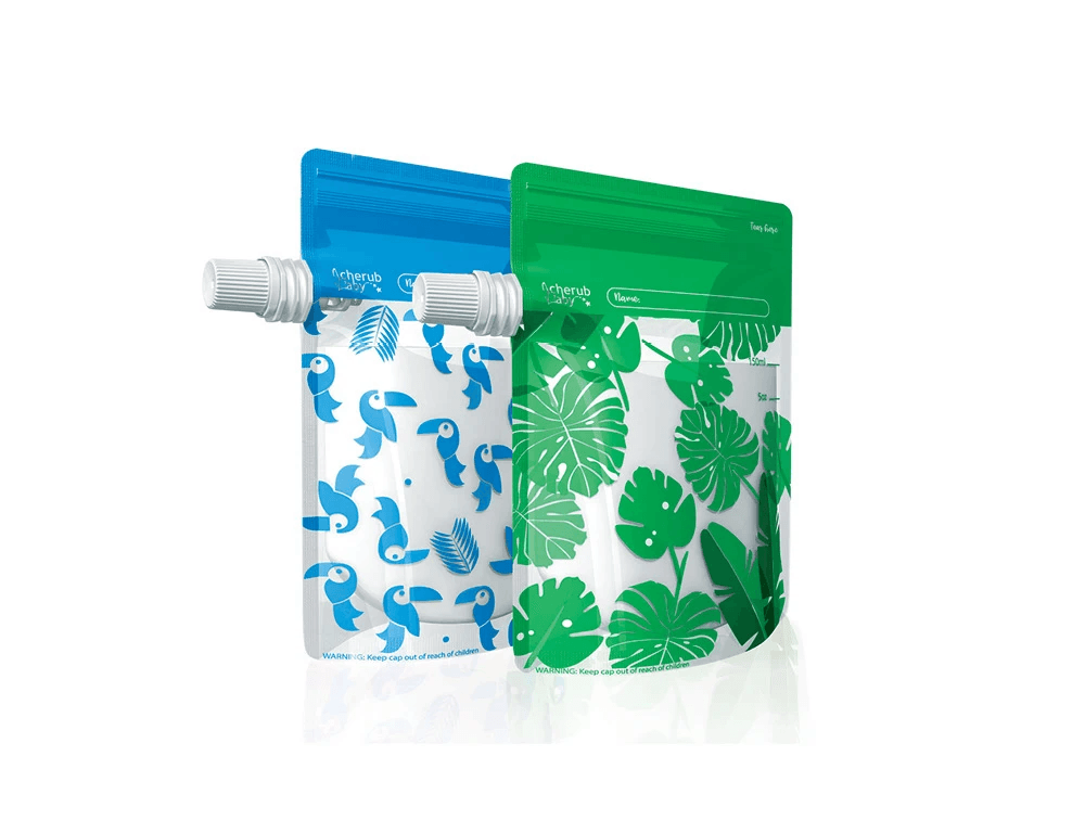 Cherub Baby Re-usable Food Storage Pouch 10pk Special Edition Green & Blue