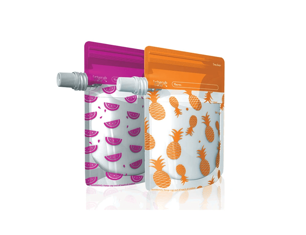 Cherub Baby Re-usable Food Storage Pouch 10pk Special Edition Pink & Orange