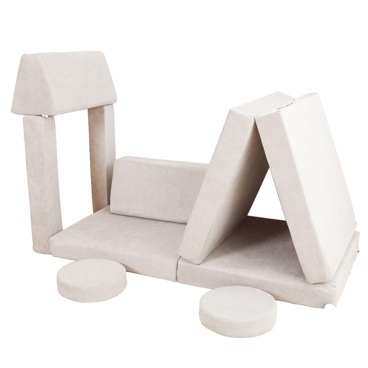 All 4 Kids Ethan 10 PCS Modular Play Couch - Cream