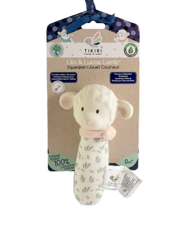 Tikiri Lila Lamb Squeaker - Pink - Backer Card