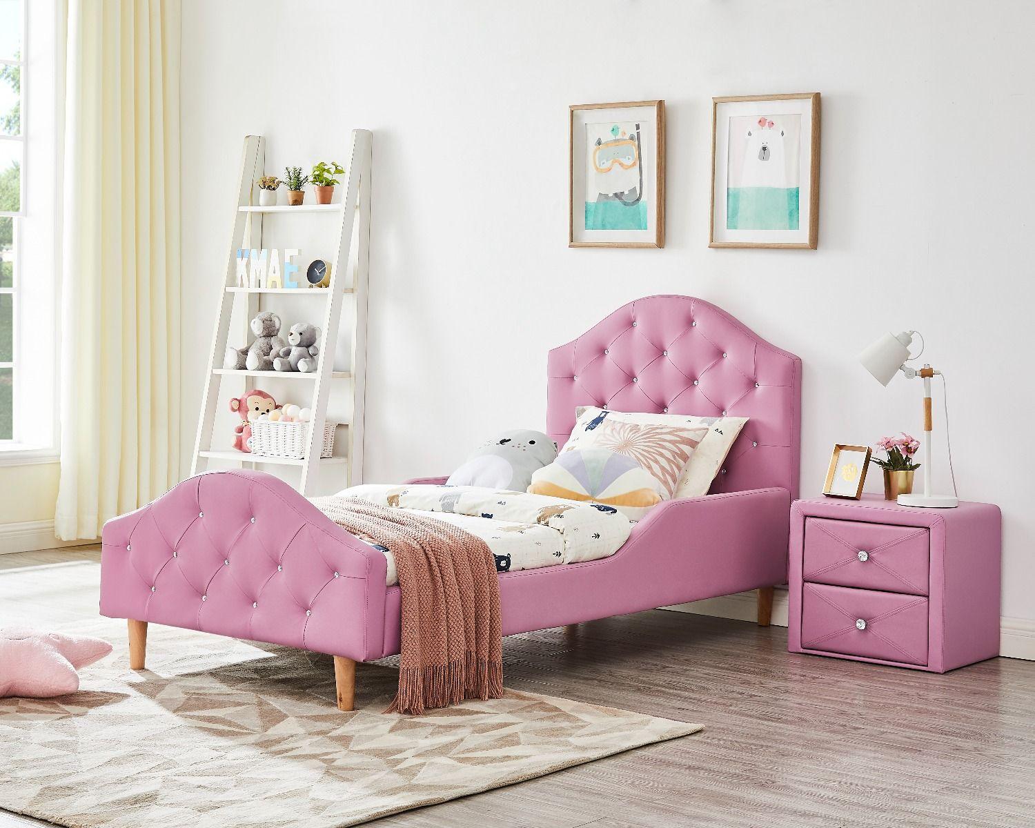 Pink leather online single bed