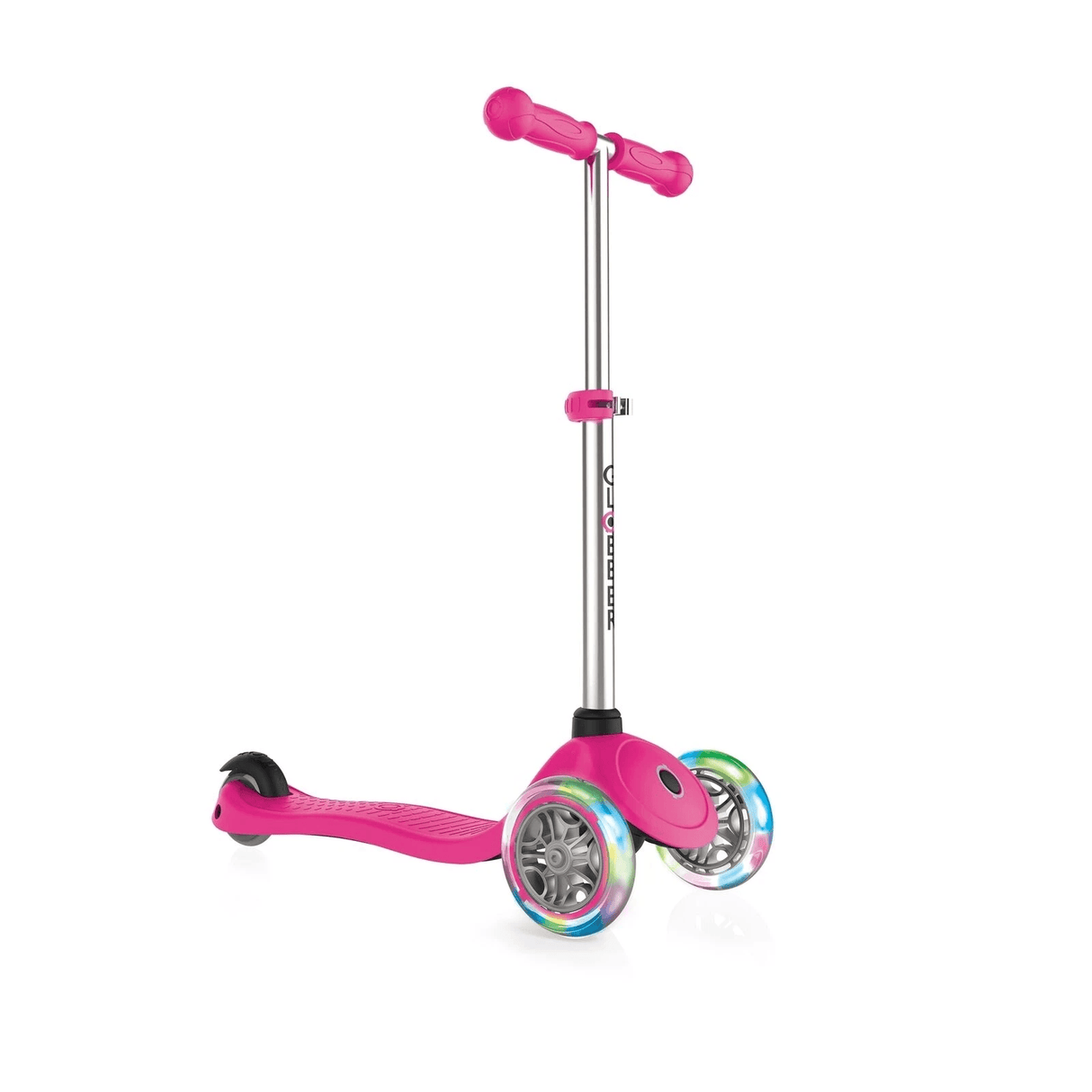 Globber Primo V2 3 Wheel Adjustable Height Scooter with Lights - Neon Pink