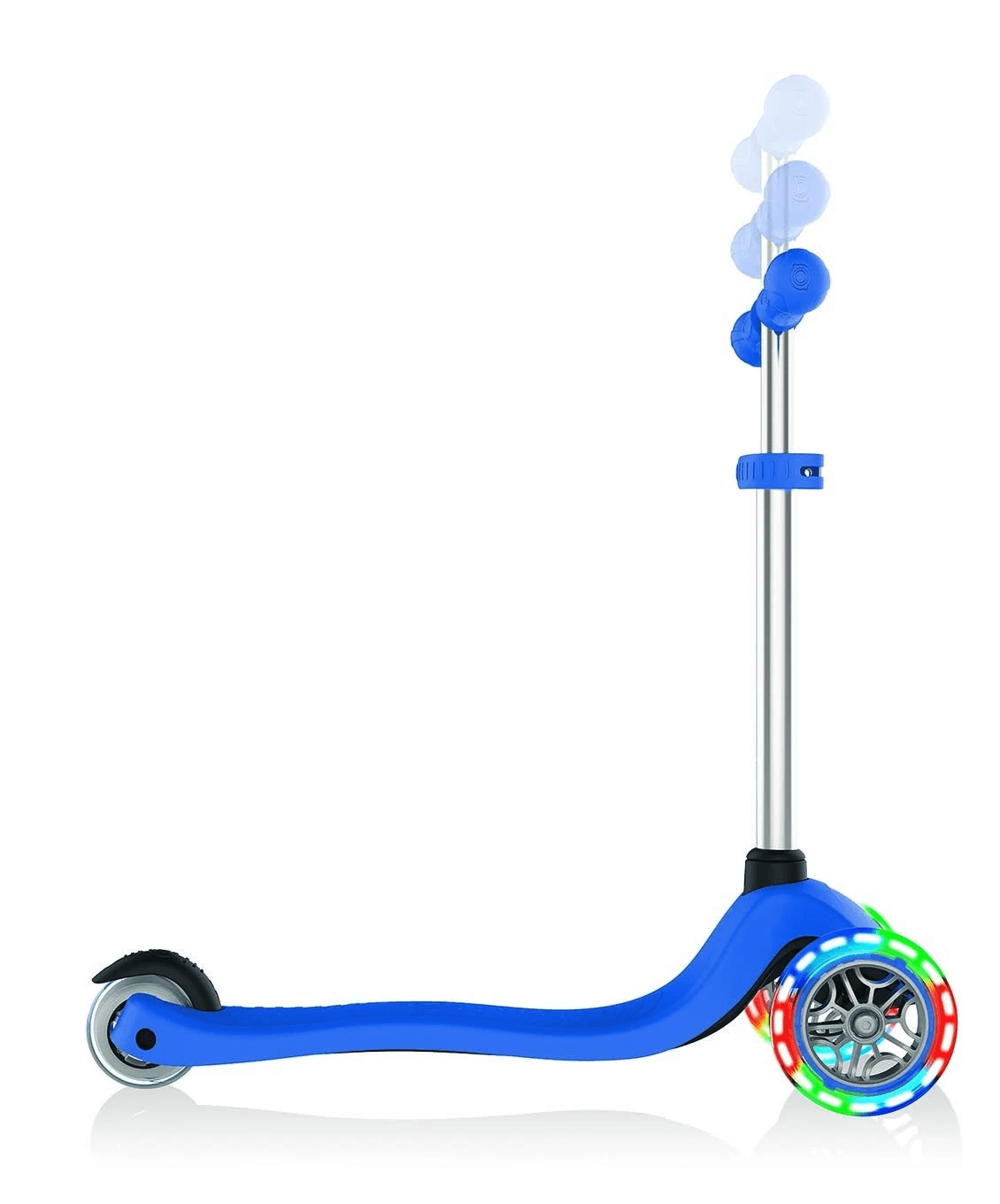 Globber Primo V2 3 Wheel Adjustable Height Scooter with Lights - Navy Blue