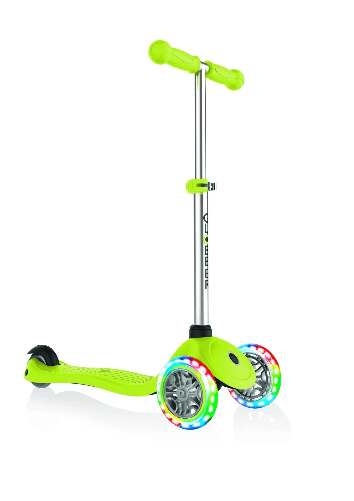 Globber Primo V2 3 Wheel Adjustable Height Scooter with Lights - Lime Green