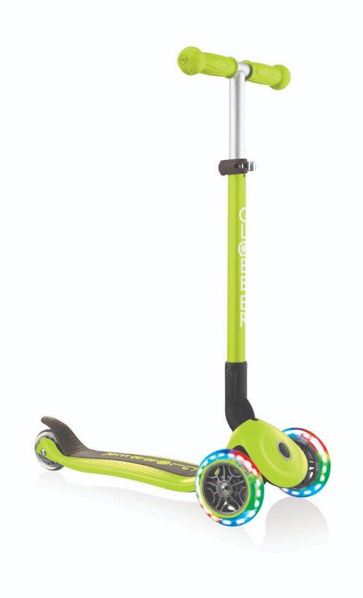 Globber Primo Foldable Scooter with Light and Anodized Tbar - Green