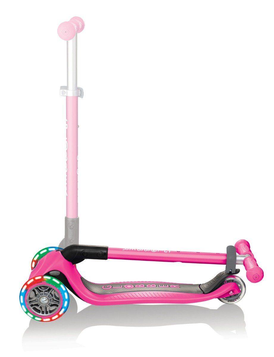 Globber Primo Foldable Scooter with Light and Anodized Tbar - Neon Pink