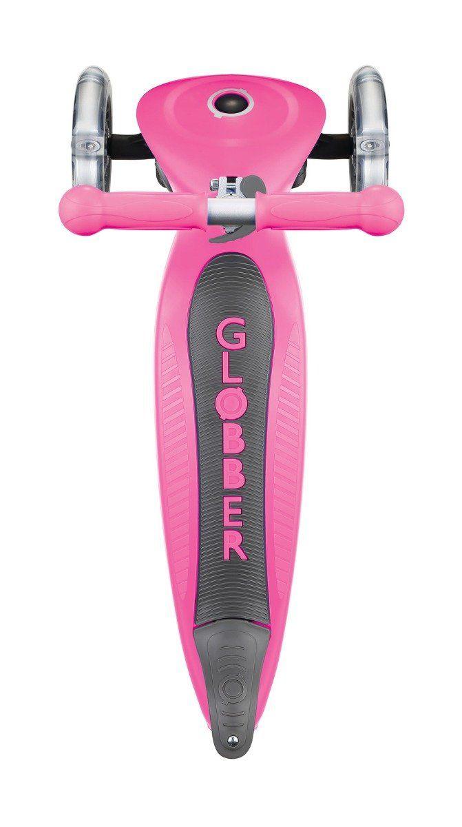 Globber Primo Foldable Scooter with Light and Anodized Tbar - Neon Pink