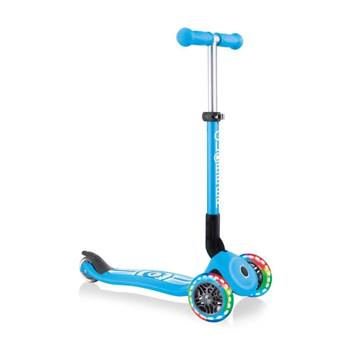 Globber Junior Primo Foldable Scooter with Fantasy Light - Sky Blue