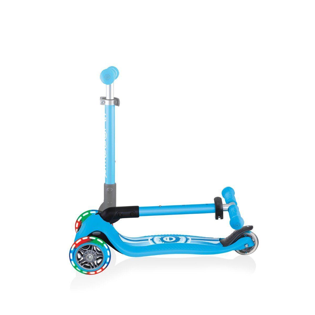 Globber Junior Primo Foldable Scooter with Fantasy Light - Sky Blue