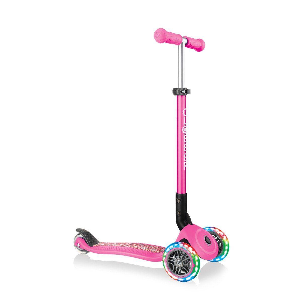 Globber Junior Primo Foldable Scooter with Fantasy Light - Pink