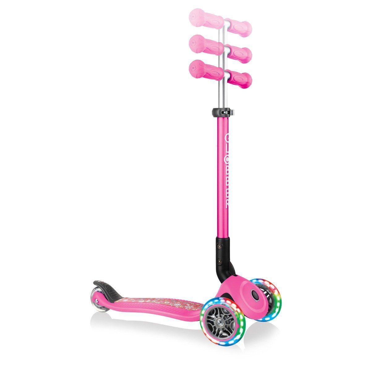 Globber Junior Primo Foldable Scooter with Fantasy Light - Pink