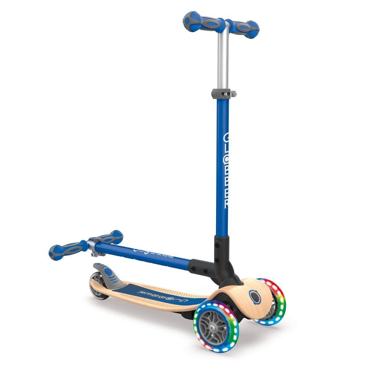 Globber Primo Foldable Wood Scooter with Light - Navy Blue