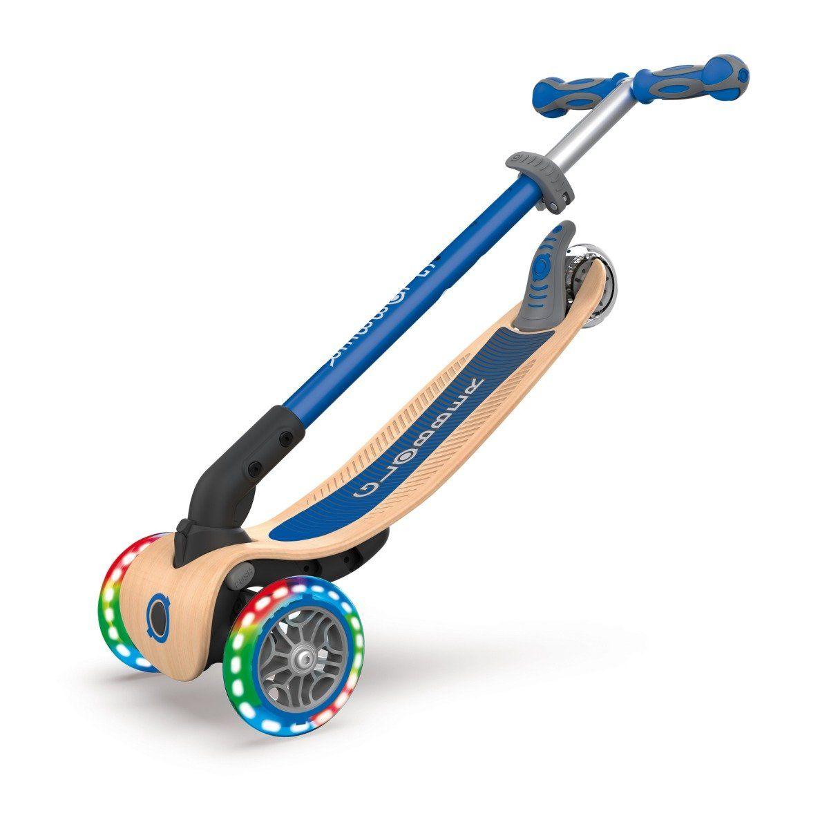 Globber Primo Foldable Wood Scooter with Light - Navy Blue