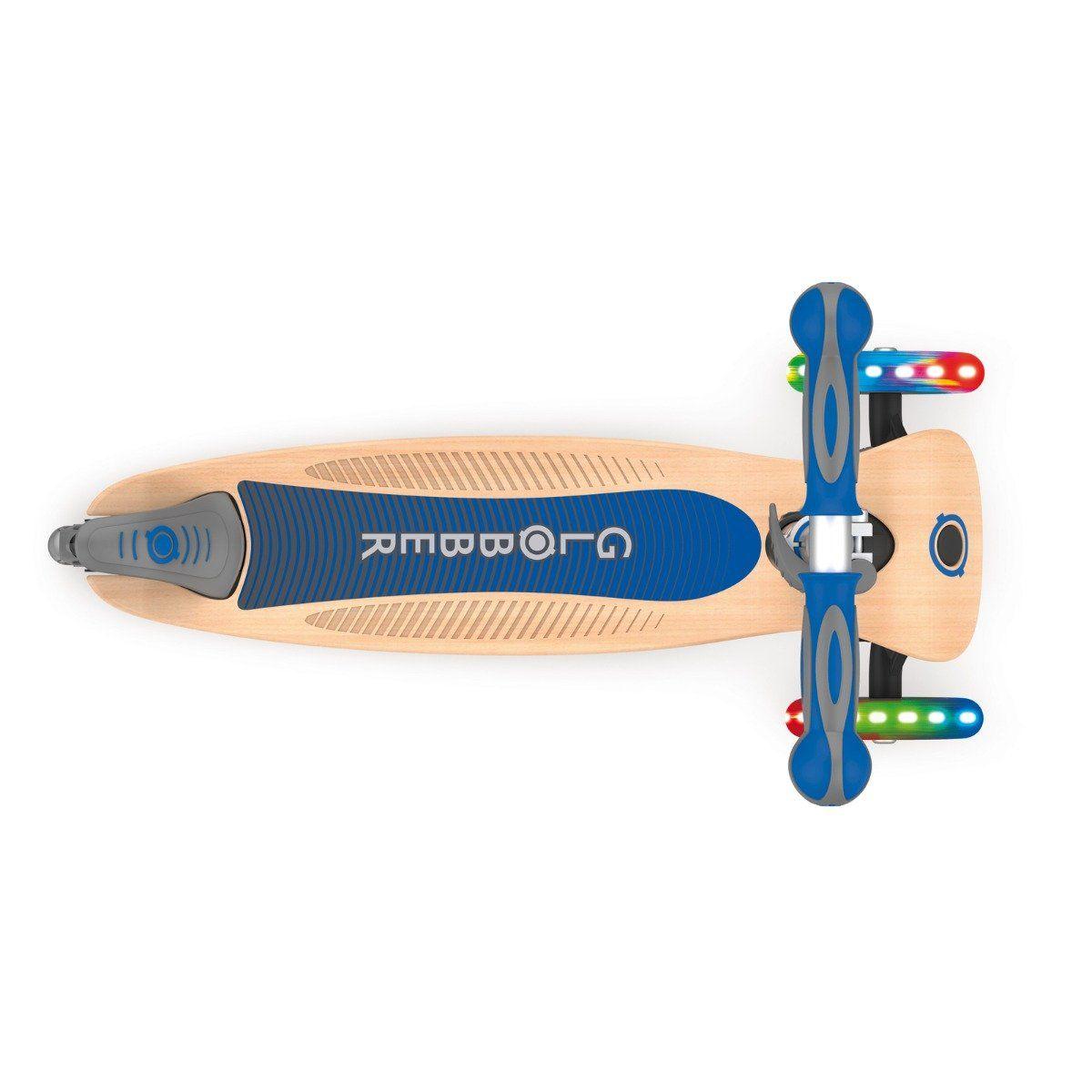 Globber Primo Foldable Wood Scooter with Light - Navy Blue