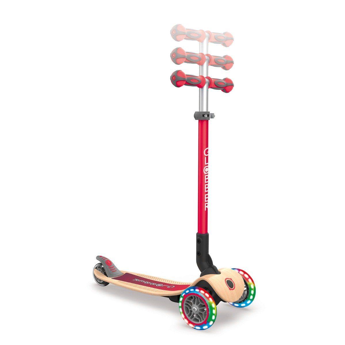 Globber Primo Foldable Wood Scooter with Light - Red