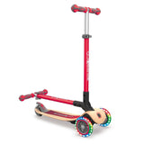 Globber Primo Foldable Wood Scooter with Light - Red