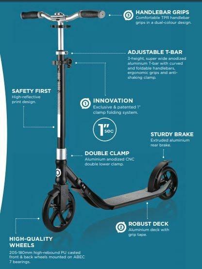 Globber One NL 205-180 Duo 2 Wheel Scooter -Cobalt Blue