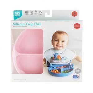 Bumkins Silicone Grip Dish + Lid - Pink