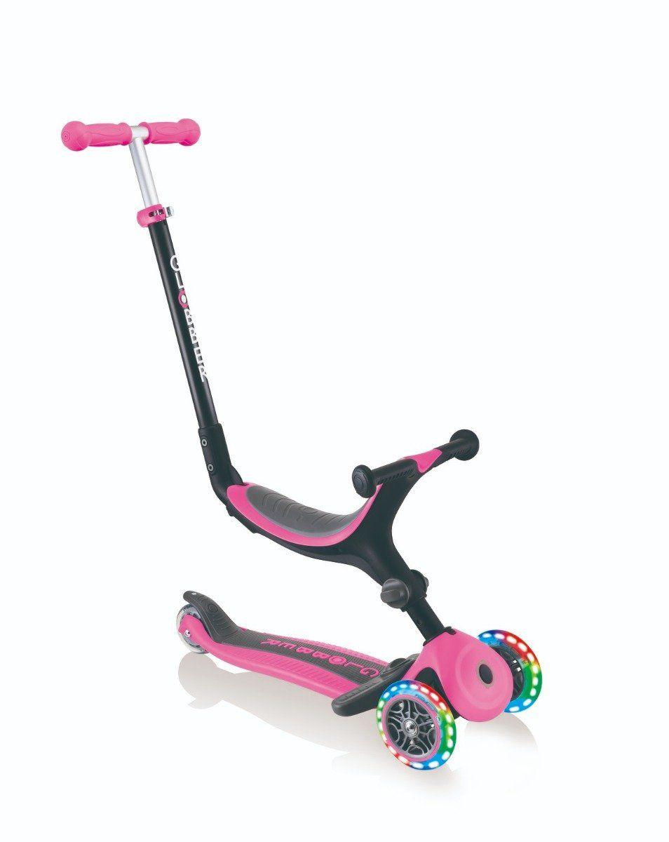 Globber Go Up Plus Fold Convertible Scooter with Light - Pink