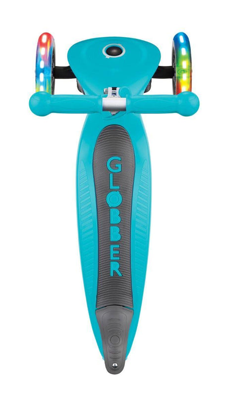 Globber Primo Foldable Scooter with Light and Anodized Tbar - Teal