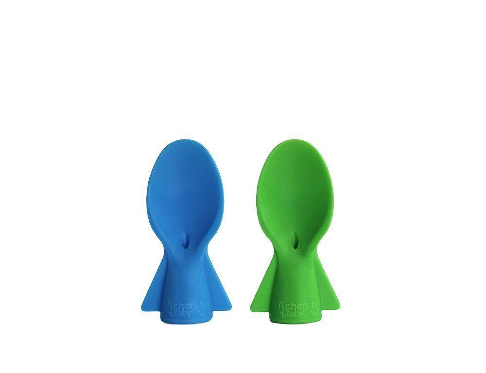 Cherub Baby Universal Food Pouch Spoons 2 pack – Blue Green