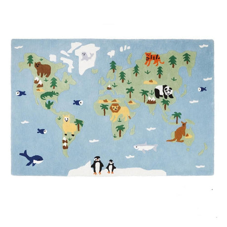 All 4 Kids World Animal Map Rug