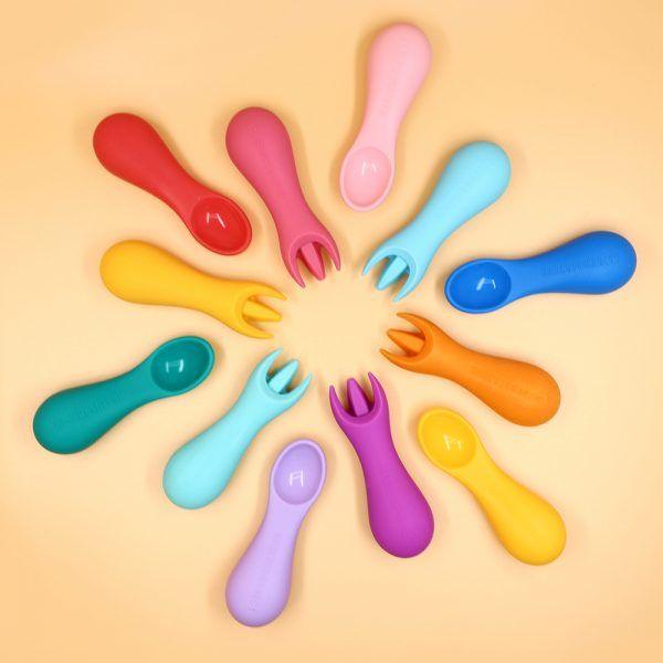 Marcus & Marcus Silicone Palm Grasp Spoon & Fork Set- Pokey