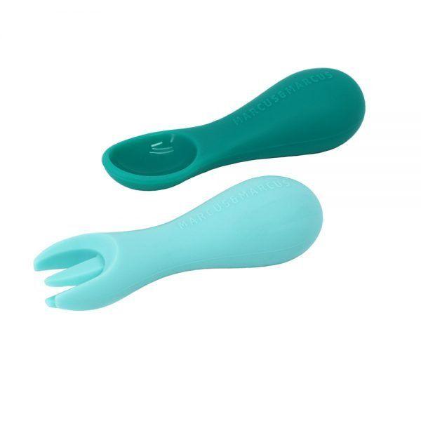 Marcus & Marcus Silicone Palm Grasp Spoon & Fork Set- Ollie