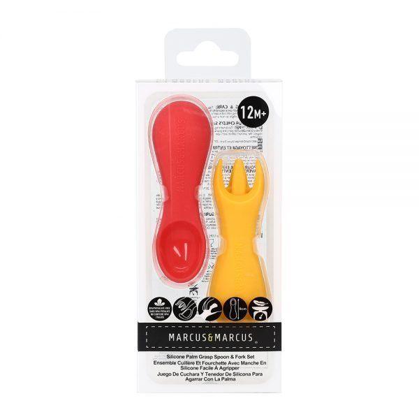 Marcus & Marcus Silicone Palm Grasp Spoon & Fork Set- Pokey