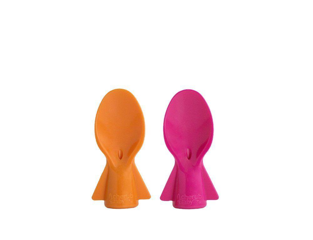 Cherub Baby Universal Food Pouch Spoons 2 pack – Pink Orange