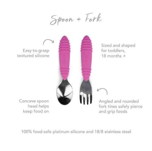 Bumkins Spoon and Fork - Fuchsia