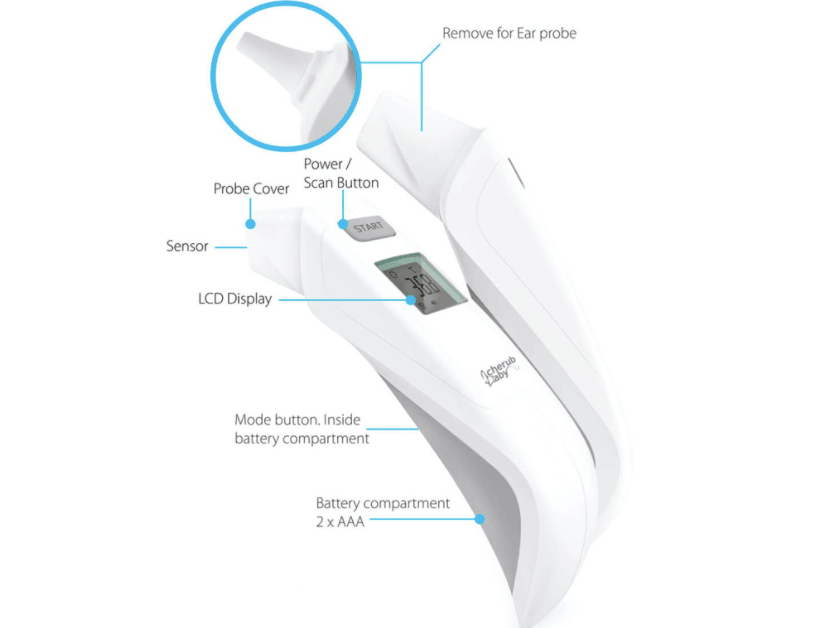Cherub Baby 5 in 1 Forehead Ear and Bath Touchless Thermometer