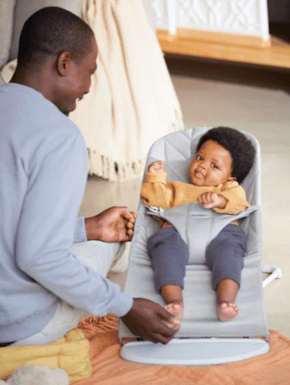 Babybjorn Bouncer Bliss, Light Grey Cotton Petal Quilt